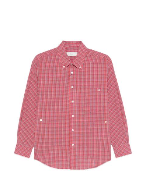 checked-pattern button-fastening shirt