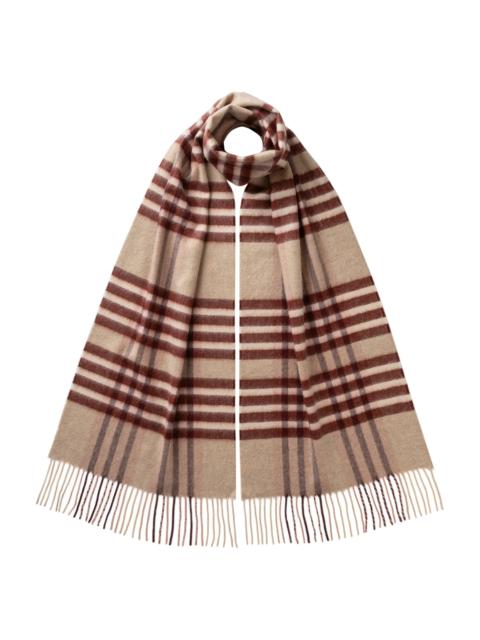 Grid Check Natural Cashmere Scarf