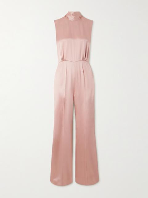 Nicole Tie-neck Silk-blend Satin Jumpsuit