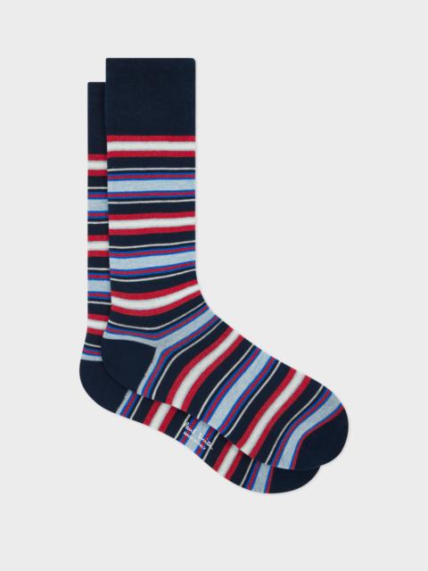 Navy Mixed Striped Socks