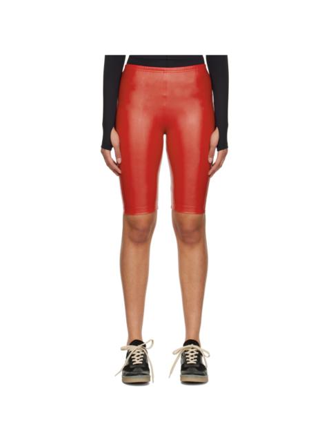 Red Faux-Leather Shorts