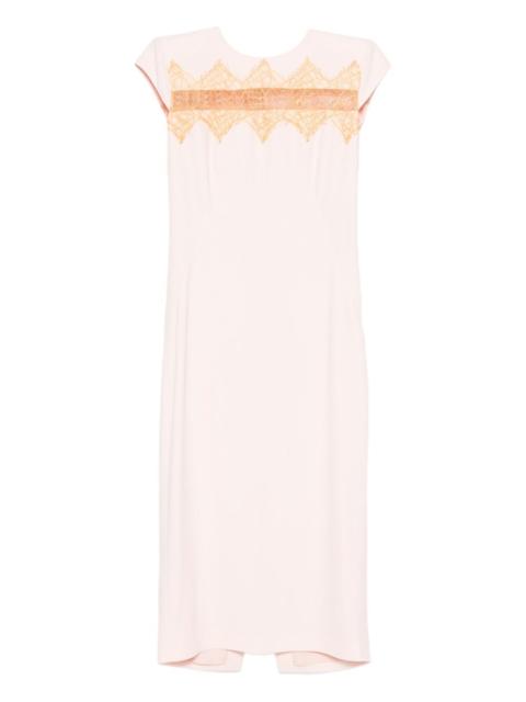 lace-insert midi dress