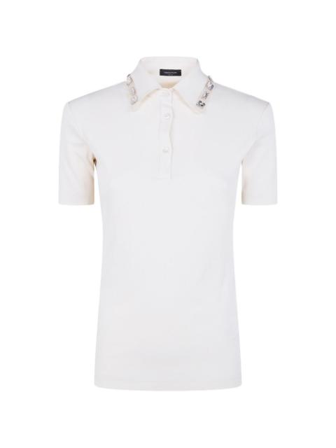 embellished collared polo top