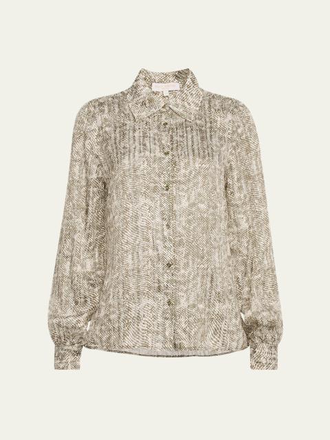 Pauline Button-Front Silk Blouse