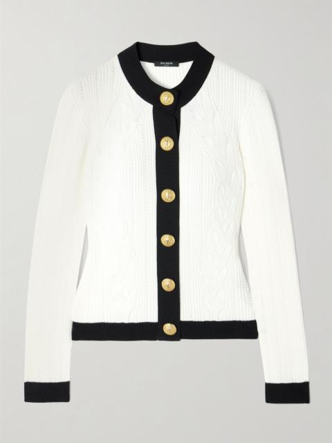 Two-tone knitted cardigan White