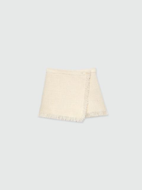 Cream bouclé shorts with micro sequins