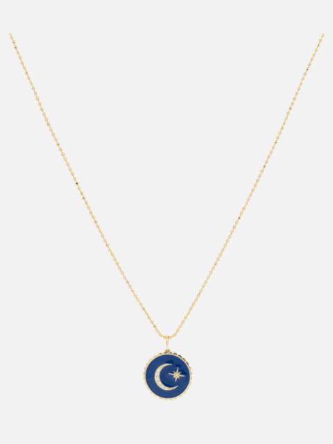 Celestial Medallion 14kt gold chain necklace with diamonds