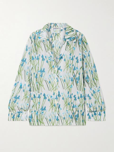 Louis Embroidered Embellished Silk Pajama Shirt