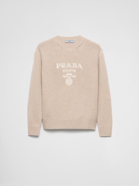 Cashmere and wool Prada logo crew-neck sweater