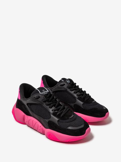 Valentino Black Bubbleback Mesh and Suede Trainers