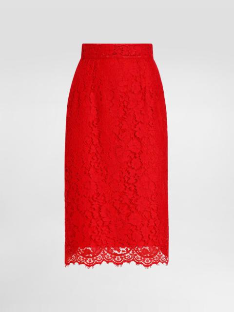 Cordonetto lace midi pencil skirt