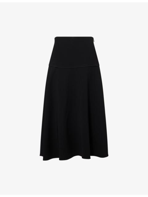 Wide Yoke Woven Midi Skirt