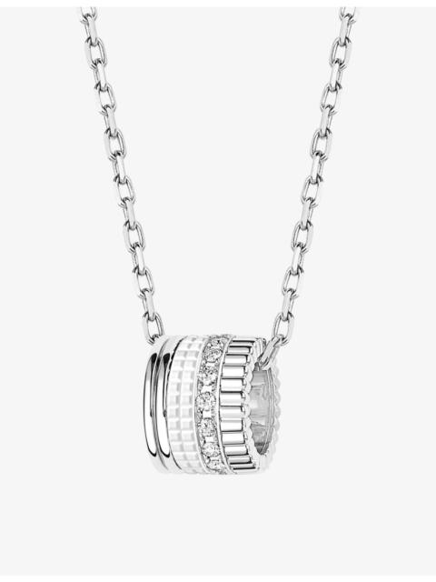 Quatre Double White Edition large 18ct white-gold, white hyceram and 0.24ct round-brilliant cut diam