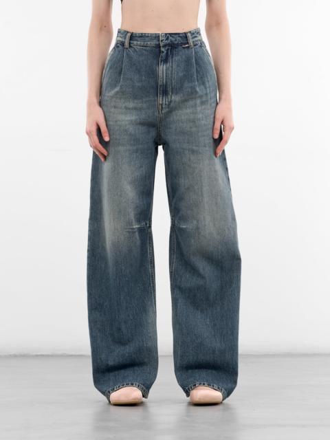Blue Denim Wide Leg Jeans
