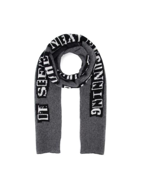 slogan-embroidered scarf