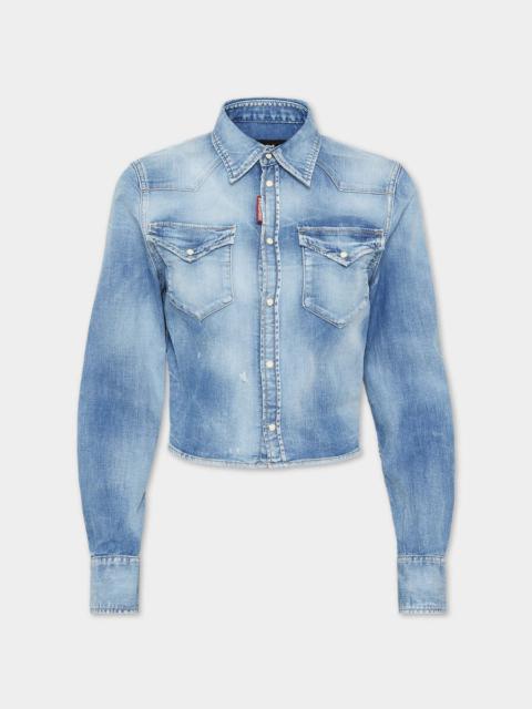 MEDIUM BABY BLUE WASH MINI WESTERN SHIRT