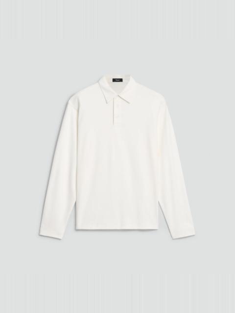 Relaxed Long-Sleeve Polo Shirt in Cotton Jersey
