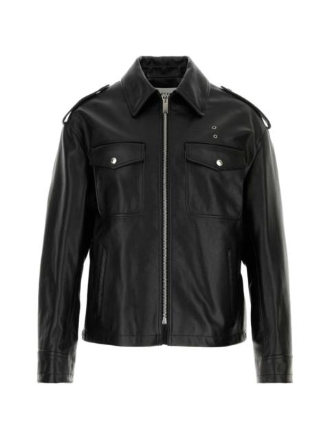 eyelet-detail leather jacket