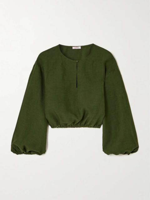 L'Intemporel Auguste gathered linen top