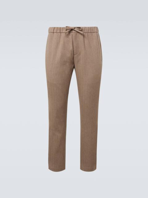 Oscar herringbone cotton-blend straight pants