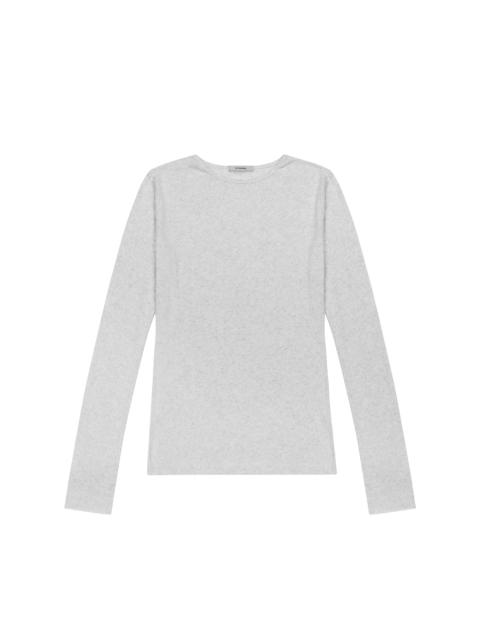 SHEER LONG SLEEVE HEATHER GREY