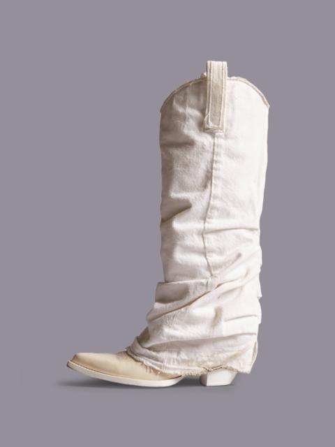 Mid Cowboy Boot with Sleeve - White Denim | R13 Denim