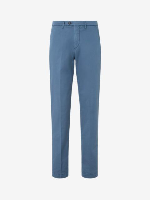 Garment-dyed air force blue gabardine trousers