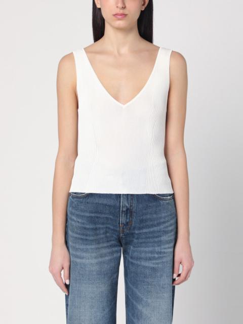 Ribbed ivory tank top