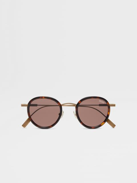 DARK HAVANA TITANIUM AND ACETATE SUNGLASSES