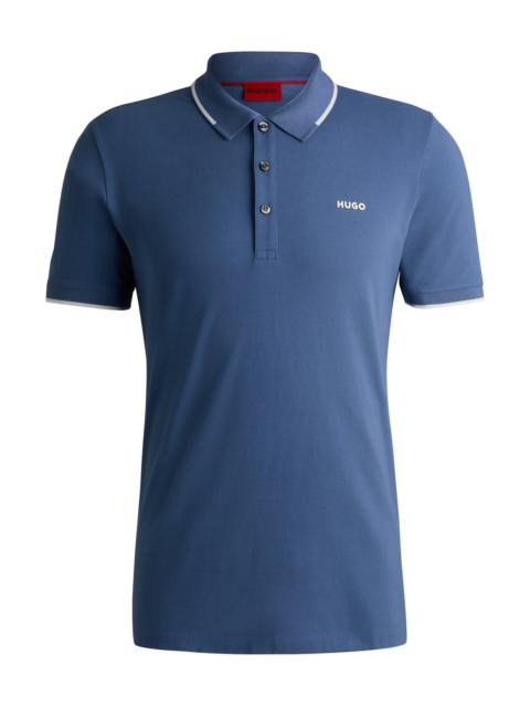 STRETCH-COTTON SLIM-FIT POLO SHIRT WITH PRINTED LOGO