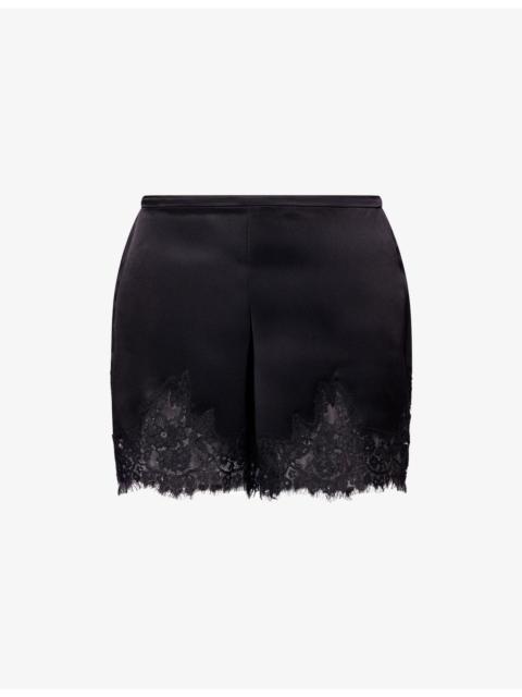 Fern Lace-Hem Satin Shorts