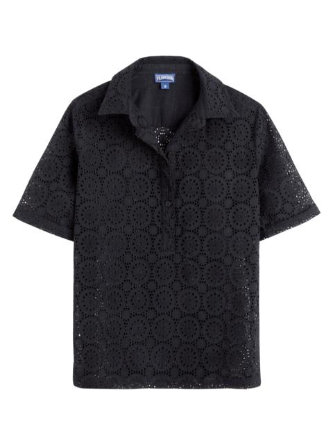 Women Cotton Polo Broderies Anglaises