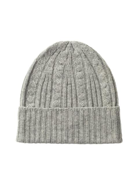 Cable & Rib Grey Cashmere Beanie