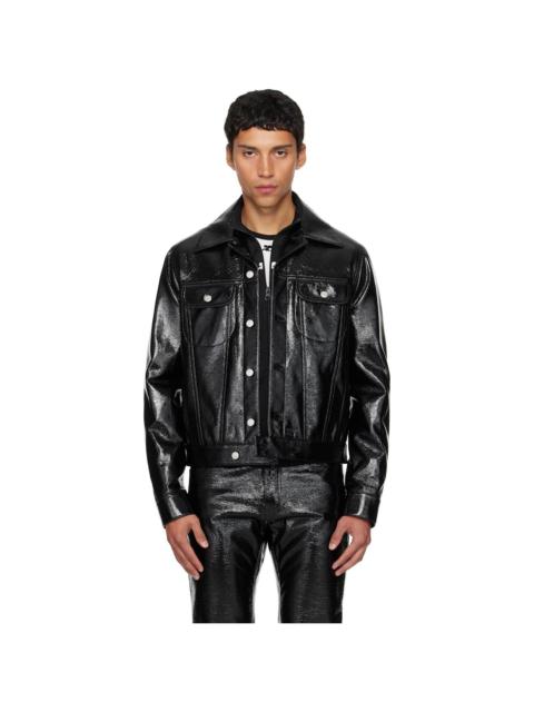 Black Vinyl Trucker Jacket