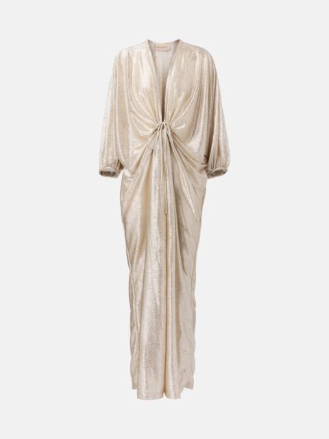 Gathered lamé kaftan