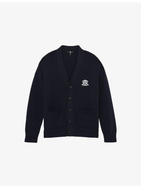 Coates Monogram-Embroidered Cotton Cardigan