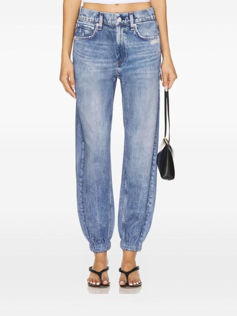 elastic-cuff acid-wash jeans