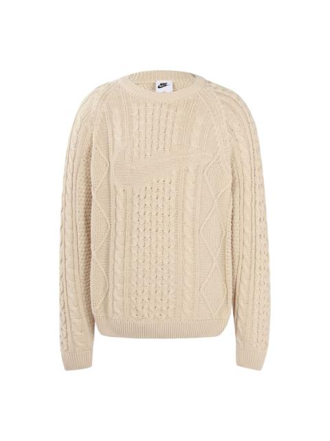 Nike Solid Color Round Neck  Knit Long Sleeves Wool Sweater Men's  Yellow DQ5177-206