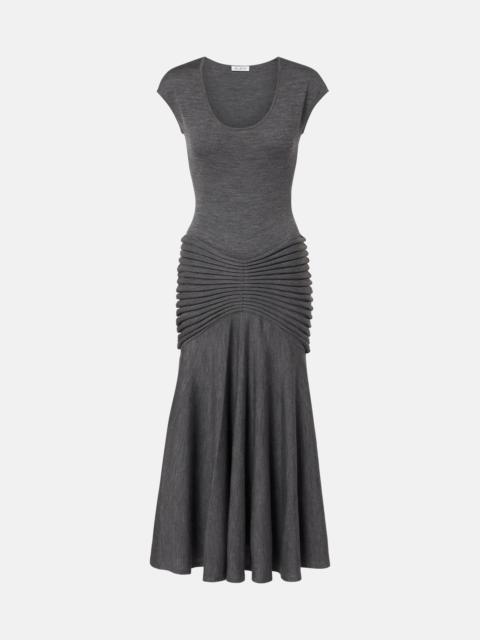 Knitted pleated wool midi dress