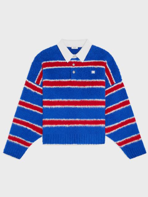 polo sweater IN BRUSHED STRIPED COTTON