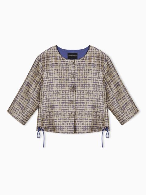 JACKET IN JACQUARD FABRIC WITH GEOMETRIC PATTERN