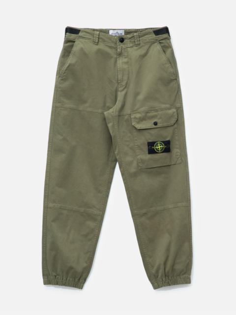 ORGANIC COTTON STRETCH BROKEN TWILL 'OLD' EFFECT CARGO TROUSERS