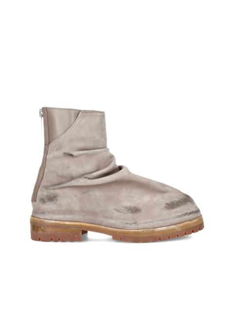 distressed leather boots