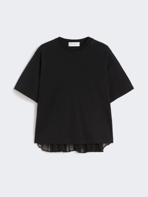 Cotton T-shirt with pleated back - black