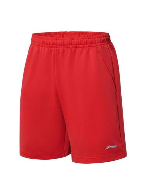 Li-Ning Logo Table Tennis Knit Shorts 'Red' AKYT063-3