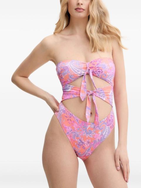 paisley-print cut-out swimsuit