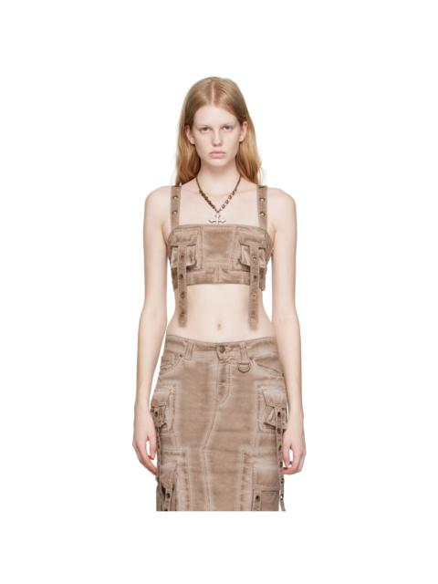 Brown Cargo Pocket Tank Top