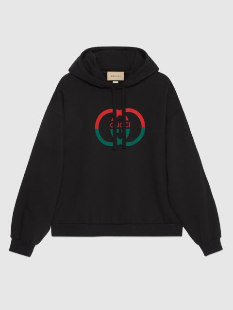 Cotton jersey printed hooded sweatshirt