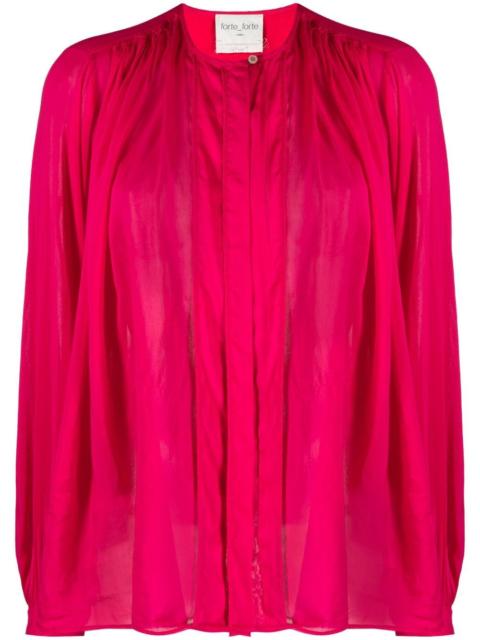 gathered cotton-blend shirt