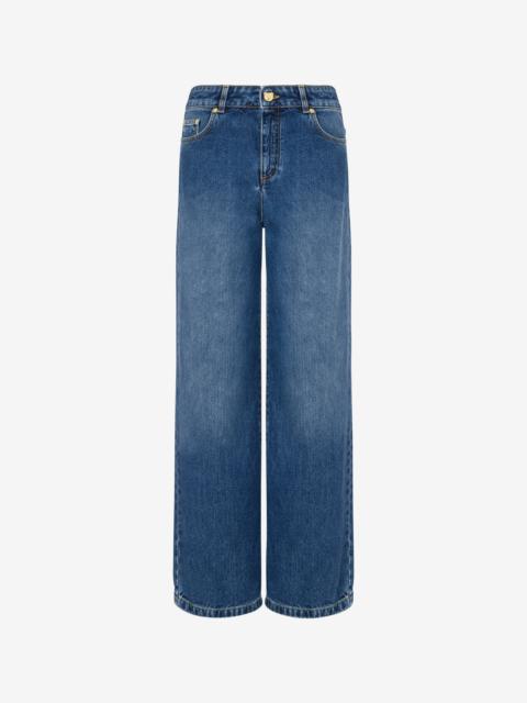 DENIM PANTS WITH TEDDY BEAR BUTTON